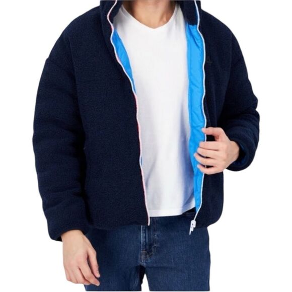 Fourlaps Polar Quilted Sherpa Jacket Navy/Cornflower Size M NWT - Picture 7 of 12